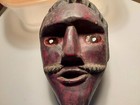Guatemalan Antique Vintage Hand Carved Traditional Mask Head Puppet on Stick — photo 3