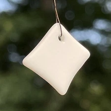 Tumbled Sea Glass Drilled Pendant White #1892