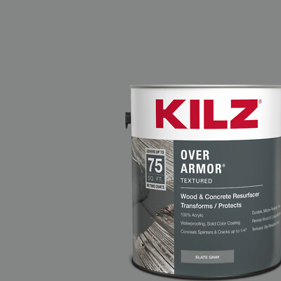 Over Armor Wood & Concrete Solid Coating Resurfacer Textured Slate Gray 1 Gallon