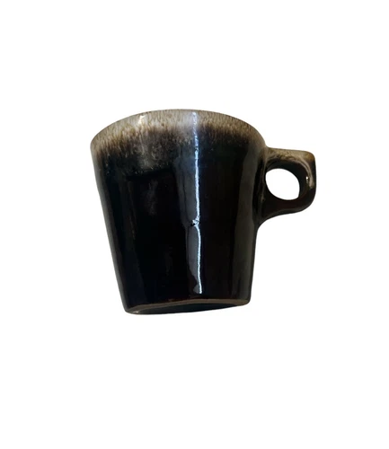 HULL MUG BROWN DRIP VINTAGE COFFEE TEA CUP OVEN PROOF USA POTTERY 1 FINGER.