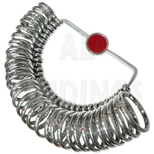 UK Finger Ring Size Sizer Gauge Measure A-Z+6 Half Sizes 32pcs Tool