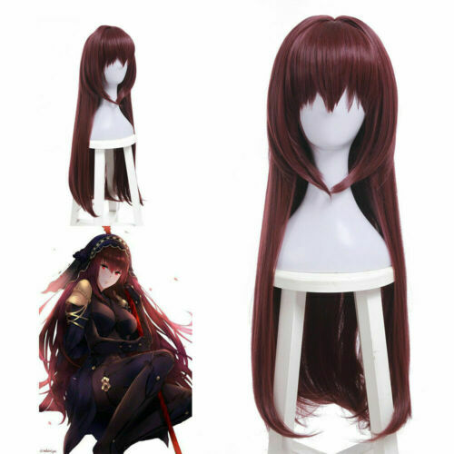 Parrucche cosplay Fate Grand Order FGO Scathach lunghe dritte rosso scuro - Foto 1 di 5