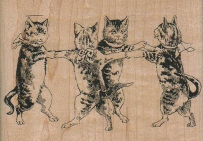 Cat Dance Rubber Stamp 3 3/4 x 2 3/4'', Cat Stamp, Cute Cat Stamp, Kitty