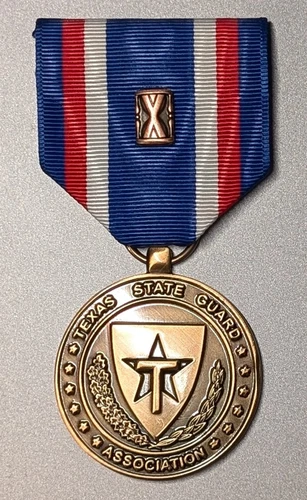 State Guard Association of Texas Member Medal Hourglass-Moiré Ribbon-Made in USA