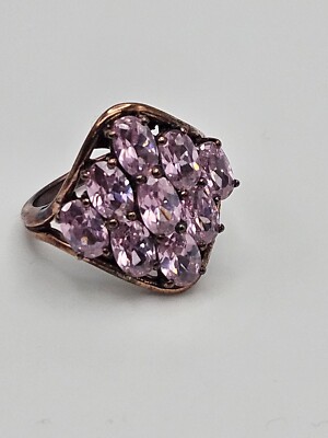 Karis G&B Rose Gold Tone Pink Crystal Ring Size 7