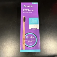 iSmile Activated Charcoal Natural Teeth Whitening Powder with Bamboo Toothbrush