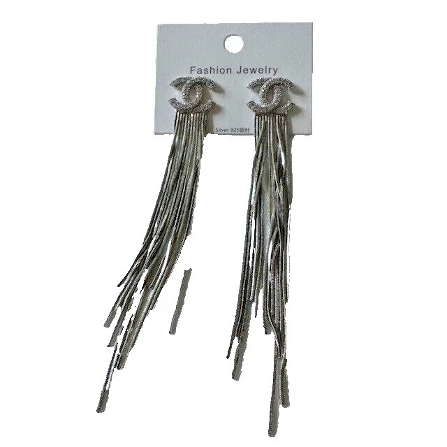 Pendientes de Moda CHANEL Cristal plata plateado