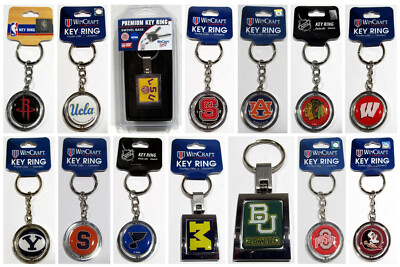 NCAA NHL NBA Spin Swivel Key Ring Pick Your Team
