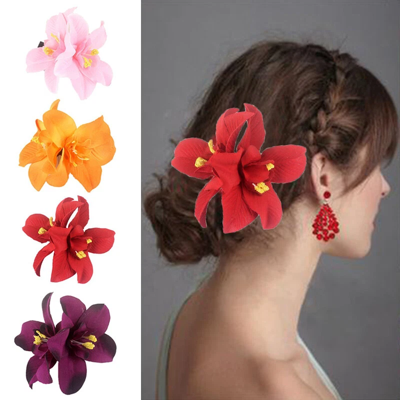 Women's Orchid Flower Wedding Hair Clip Hairpin Brooch Pin Flowery Barrette△ - Image 4 of 4