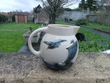 ANCIEN PICHET CERAMIQUE BARBOTINE DIGOIN SARREGUEMINES DECOR MARIN DE 17 CM