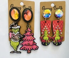 2 Pairs Gypsy South The GRINCH Who Stole Christmas Dangle Earrings