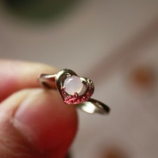 Size 6 3/4 CERTIFIED Natural Grade A Icy Jadeite JADE 925 Silver RING S090