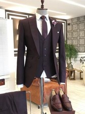 Men Wide Peak Lapel Blazer Formal Business Groom Prom Party Tuxedo Wedding Suit