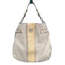 COACH Ivory/Cream & Yellow Colette Pebbled Leather Hobo Shoulder Bag Purse 16457