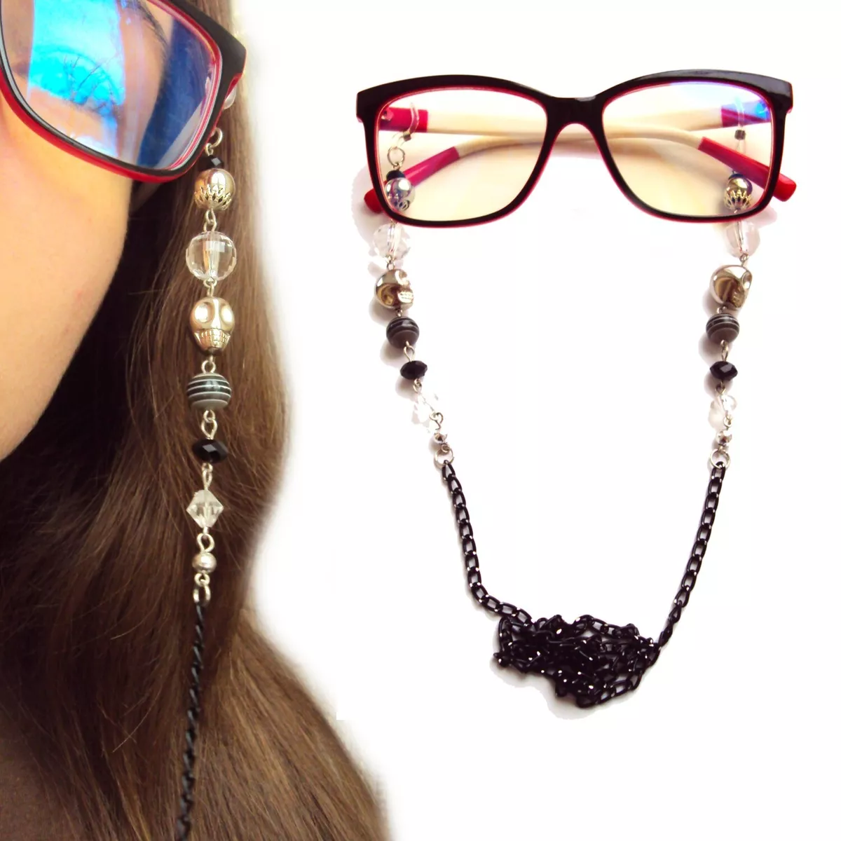 Skull eyeglass chain sale