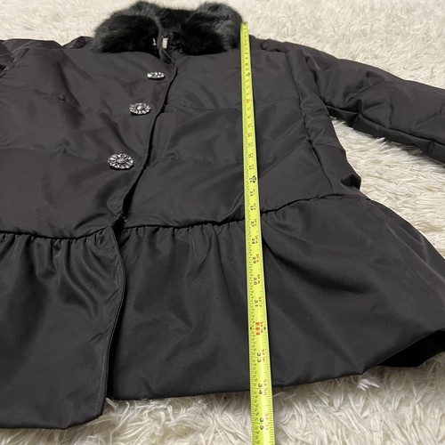 kate spade long down coat black bijou size 6 NWO Faux Fur Collar W Pockets - Picture 14 of 17