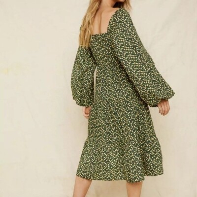 womens cotton smock dress Iolana dress - Sage | Women's Cotton Smock Midi Dress