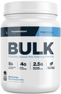 Transparent Labs Bulk Pre Workout Supplement 30 Servings Energy & Performance