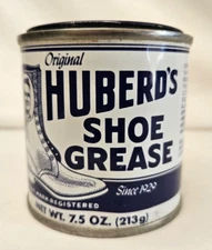 Vintage Huberd’s Shoe Grease 7.5oz. Nearly Empty Advertising Collectible
