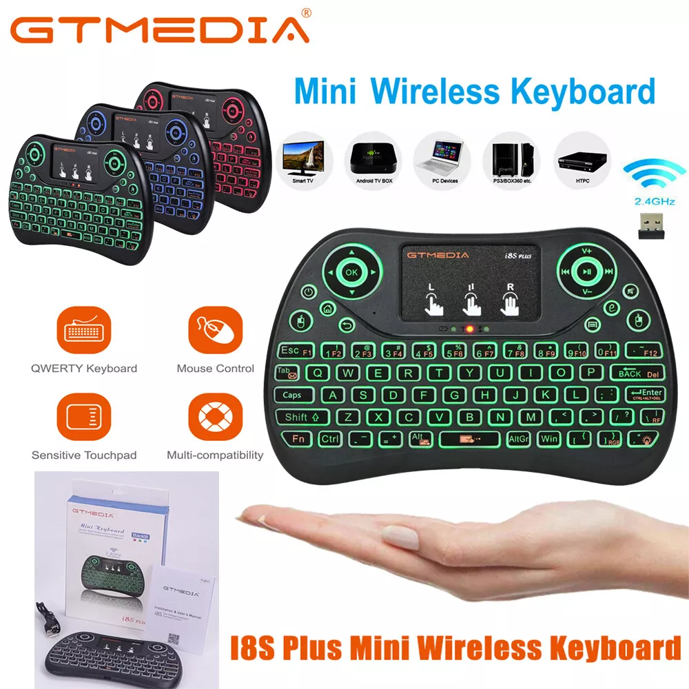 Wireless Mini Keyboard Remote Control Touchpad For Smart TV Android TV Box  PC 2.4GHz With RGB Backlit 