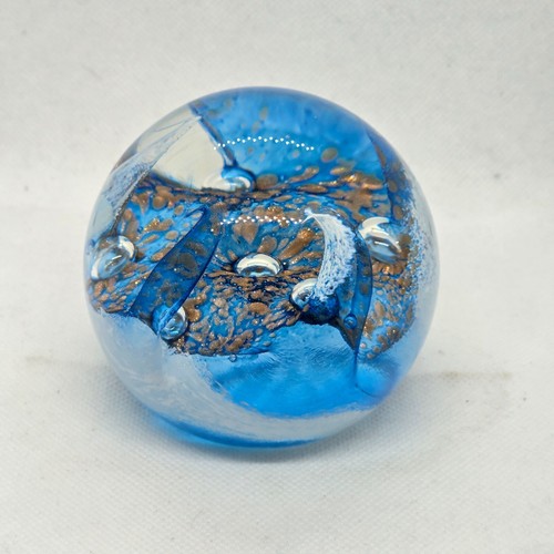 Caithness Glass Seascape Debutante Blue Abstract Design Glass Paperweight Used - Picture 2 of 8