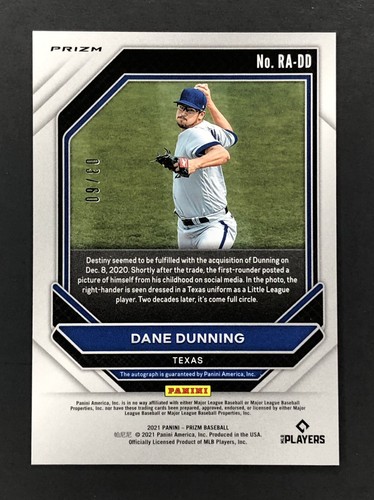 2021 Panini Prizm Blue Donut Circles Prizm RC Auto Dane Dunning /60 SSP - Picture 2 of 3
