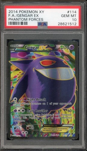 Pokemon Gengar EX XY Phantom Forces Full Art #114 Scratched Slab PSA 10 Gem Mint