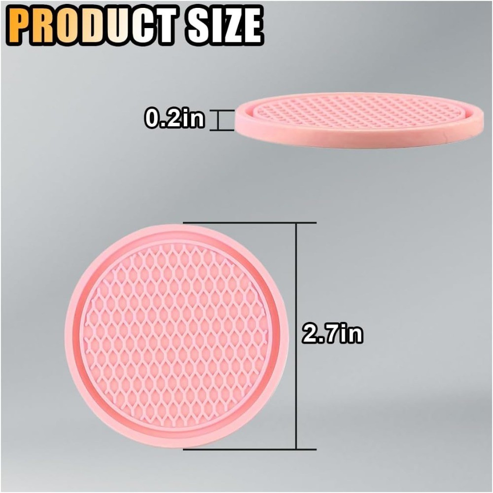 Honeycomb Non-Slip Car Cup Holder Coaster Set of 4 Pink Universal Insert Mat for