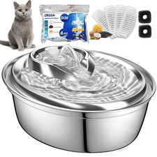 Cat Water Fountain Stainless Steel, 2L Pet Fountain for Cats Inside, Dog Wate...