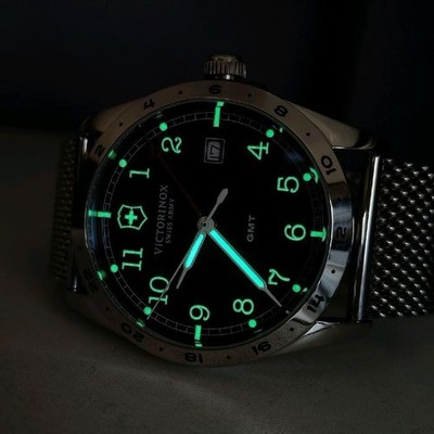 Rare Victorinox Infantry GMT 241649 Black Dial Date Sapphire