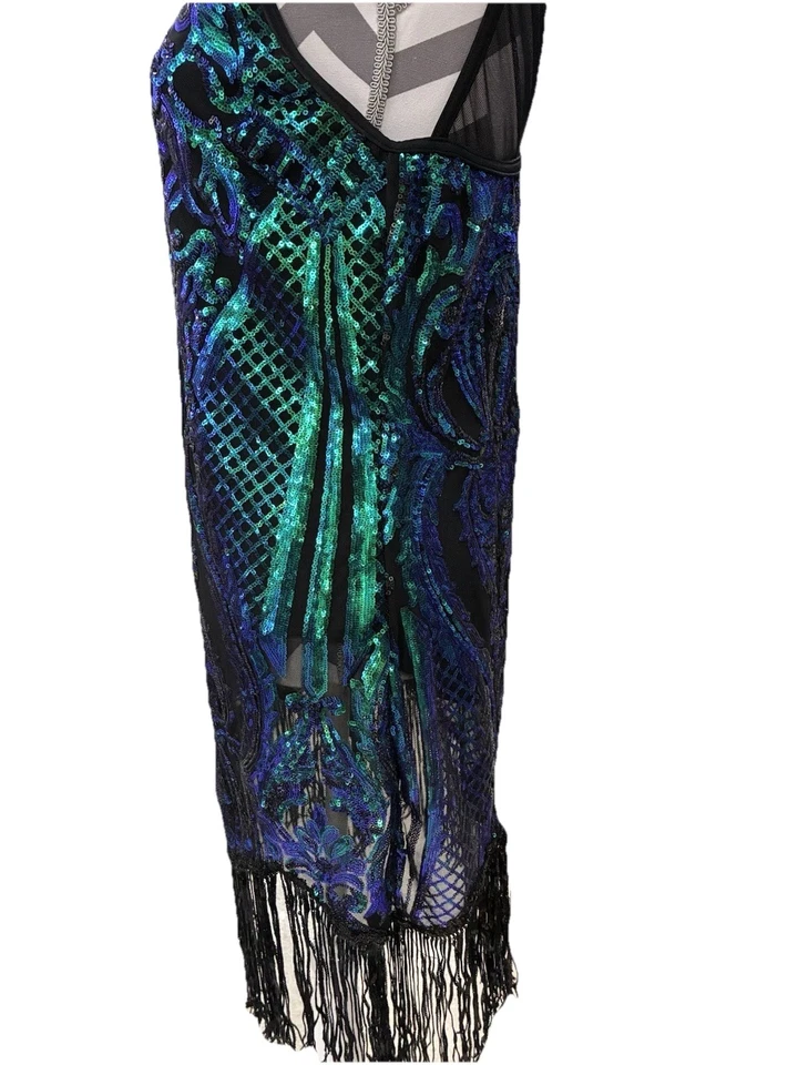 Disfraz de Vestido Estilo Vintage Años 1920’s a 1940’s Tipo Flapper Lentejuelas Foto 3 de 4