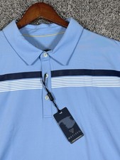 Maelreg Mens 3XL Performance Polo Shirt NWT Golf Stretch Blue/Stripes
