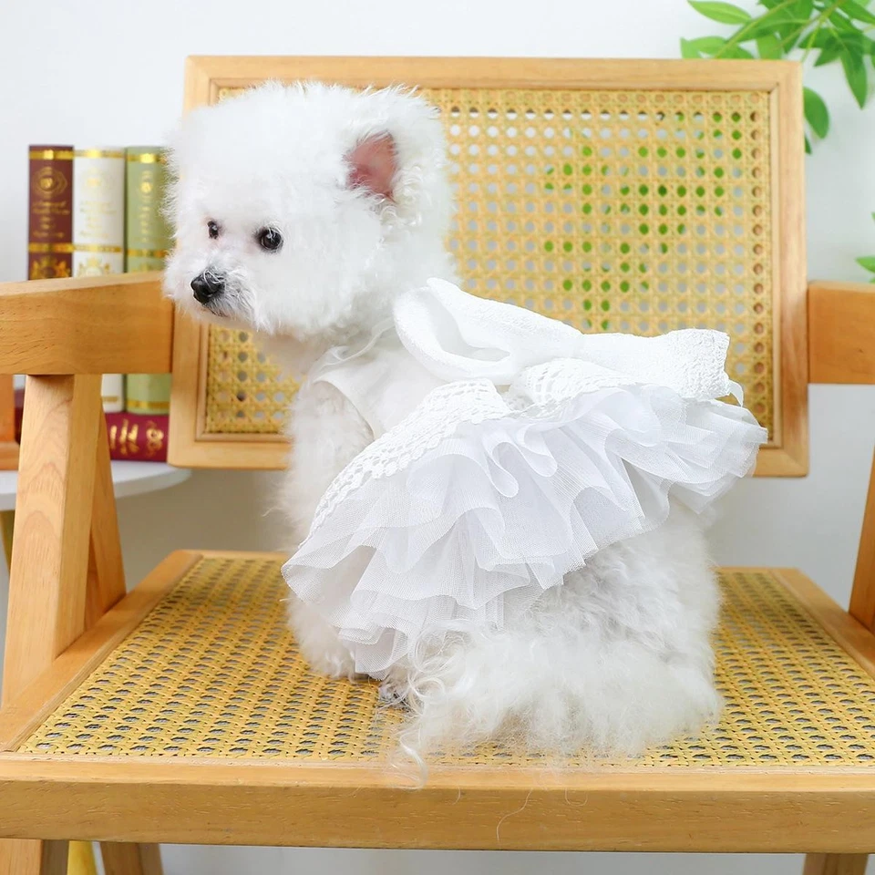Pet Wedding Dress White Princess Style for Dogs/cats Anti-hair Loss - Image 2 of 4