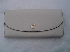 NEW AUTHENTIC COACH CHALK CROSSGRAIN LEATHER ENVELOPE WALLET #54009  NWT'S