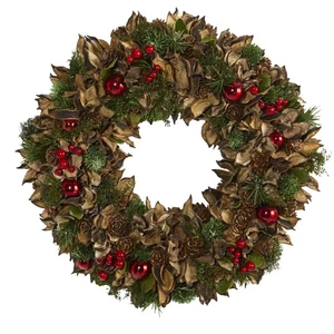 15 in. Holiday Wreath with Pine Cones