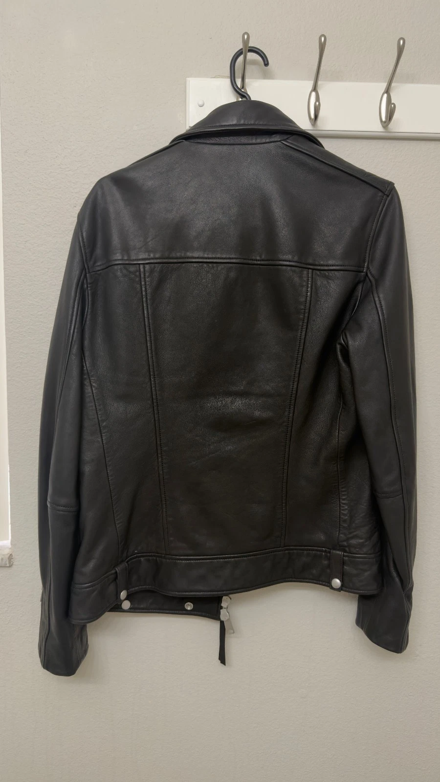 AllSaints Men’s Genuine Leather Biker Moto Jacket Black XSMALL image 6