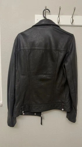 AllSaints Men’s Genuine Leather Biker Moto Jacket Black XSMALL image 6