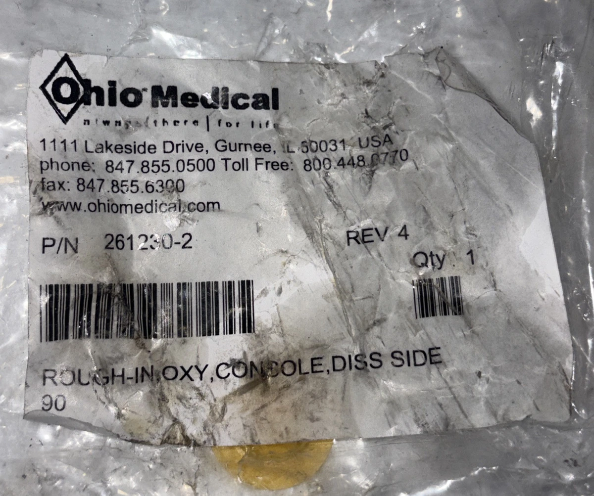 OHIO MEDICAL ROUGH-IN OXYGEN CONSOLE W/DISS HOSE 261230-2 photo 4