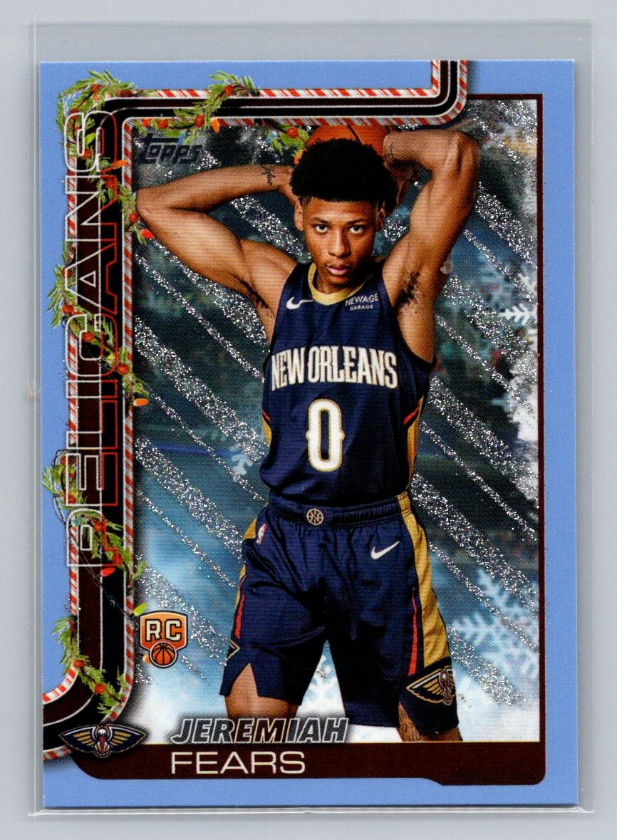 2025-26 Topps Holiday #H167 Jeremiah Fears Light Blue White Glitter RC Rookie