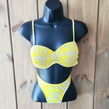 Yellow Floral Women's Bikini Set, NWOT, SZ L