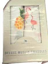 Luxe 2 Muslin Newborn Tropical Theme Swaddles Pink, Yellow Little Unicorn