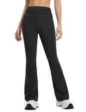 Womens Flare Yoga Pants Fold Over Flared Leggings with Pockets Tummy Control ...
