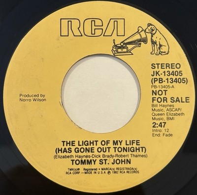 Tommy St. John   The Light Of My Life (Has Gone Out Tonight)   RCA - JK-13405