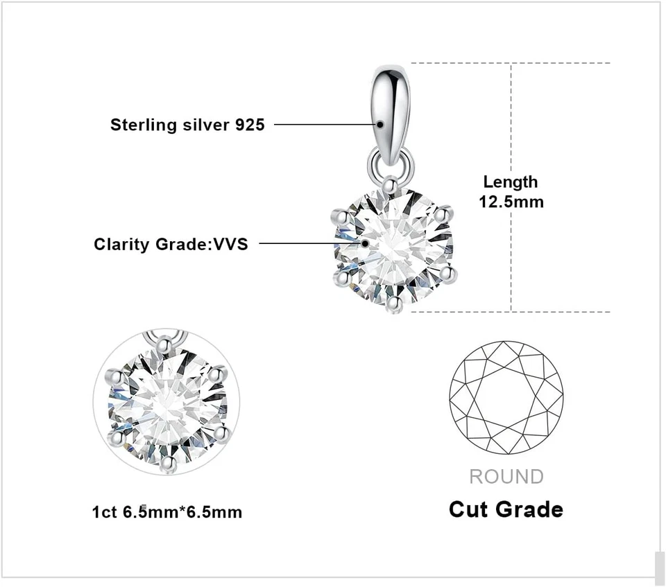 JewelryPalace Round 1ct 2ct 3ct Cubic Zirconia A-1ct-CZ-Sterling Silver  - Image 2 of 4