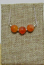 Sterling Silver Faceted CARNELIAN Gemstone Necklace 1871...Handmade USA