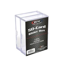BCW Clear Slider Box – Hold 50 Standard Size Cards – Baseball Basketball Storage