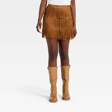 Women Western Fringe Mini Skirt - Universal