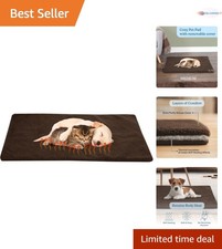 Self-Warming Pet Mat - 36x24in Thermal Dog Crate Pad with Washable Sherpa Cover
