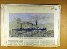 Old Antique Print 1891 Royal Arthur Armour-Protected Cruiser British Navy 19th