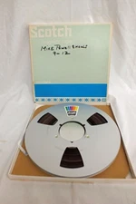 Vtg Ampex 406 Aluminum Reel 10.5  10 1/2 x 1/4 .25 Inch Spool with Scotch Box